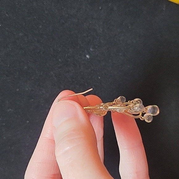 Silver Tone Chandelier Earrings with Clear Bead Accents - Picture 5 of 5